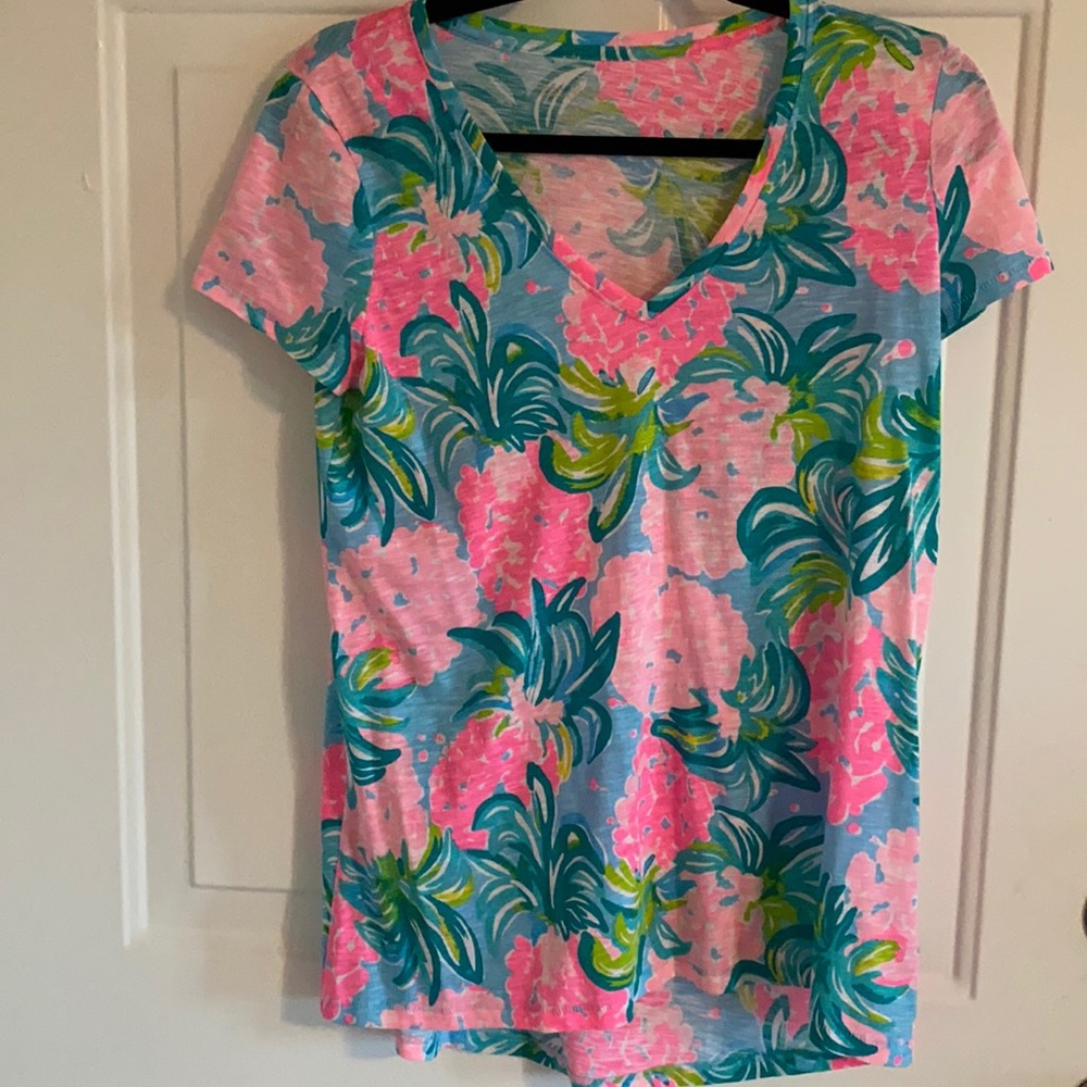 NWT Lilly Pulitzer XS Etta V-Neck: Pineapple Shake